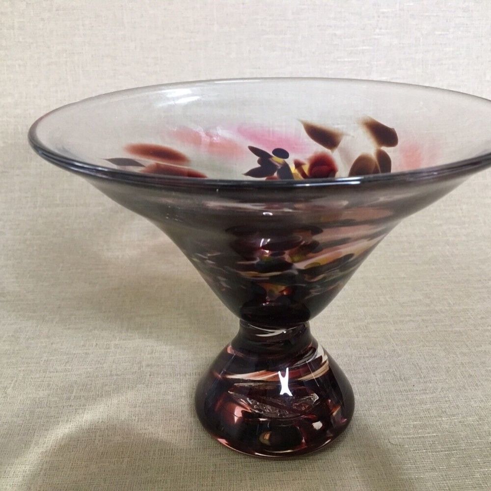 Hand Blown Art‎ Glass Vase Turtle Shell Type Compot Jam Candy Ice Cream Dish